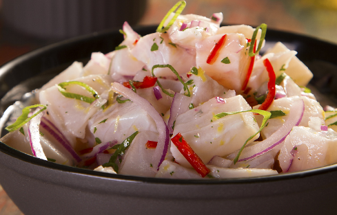Ceviche Polinésio com Leite de Coco